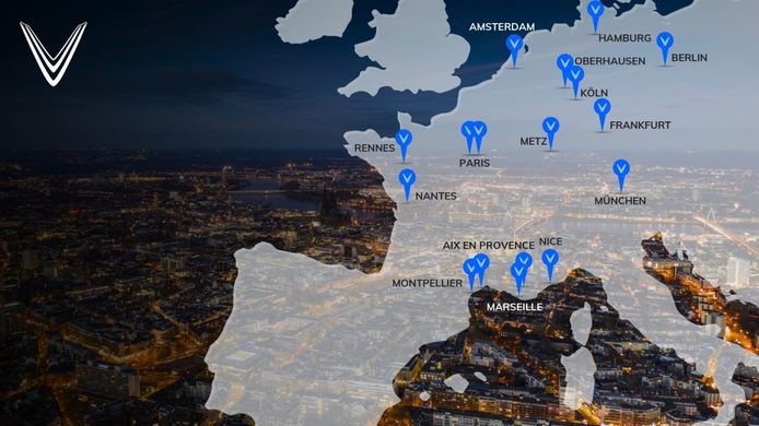VinFast ubicación de concesionarios en Francia, Alemania y Países Bajos