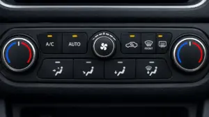 Panel con botones y símbolos del aire acondicionado del carro