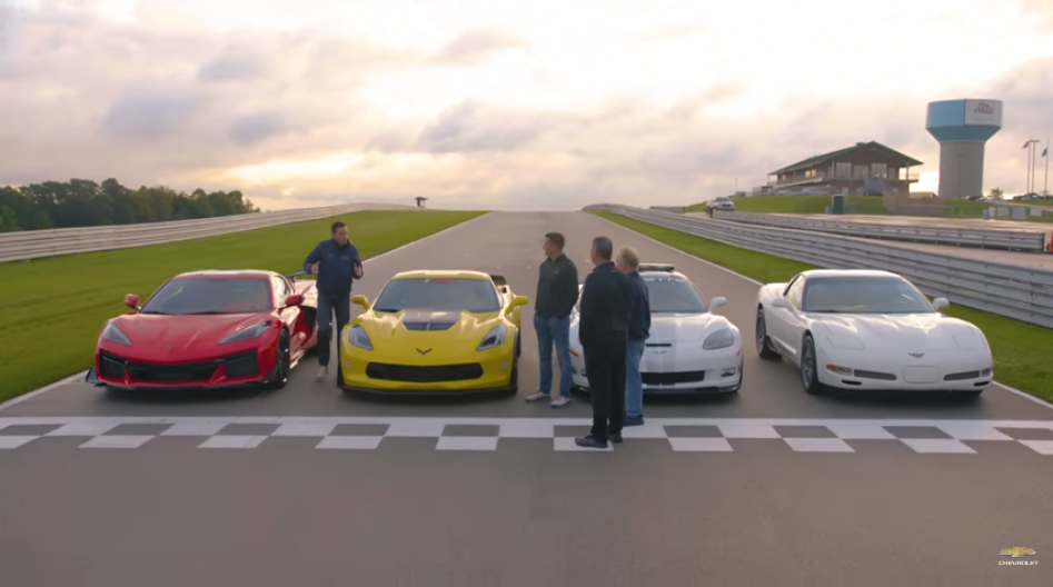 Chevrolet Corvette Z06 C8, C7, C6 y C5 llegan a la pista en video promocional