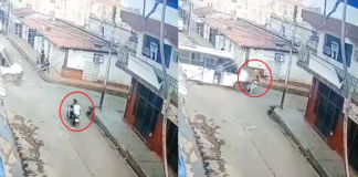 Video capta cuando un autobús impacta con una pareja en moto