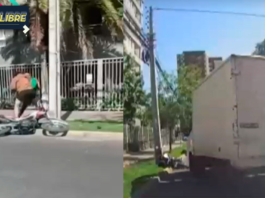 Conductor de camión arrolla moto de un delincuente en Santiago de Chile