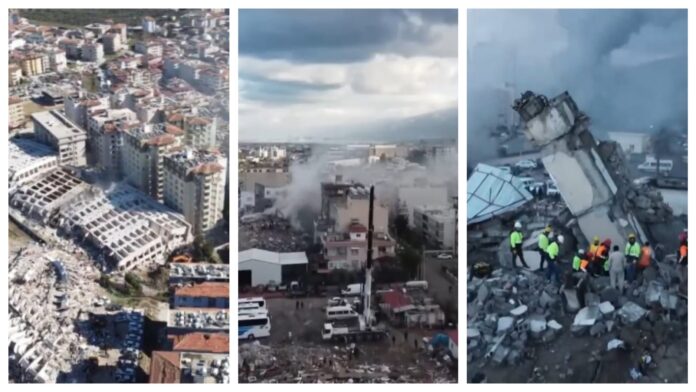 Video of the earthquake in Turkey recorded with a drone