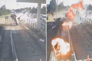 Brutal choque de auto contra barrera en peaje de Purranque