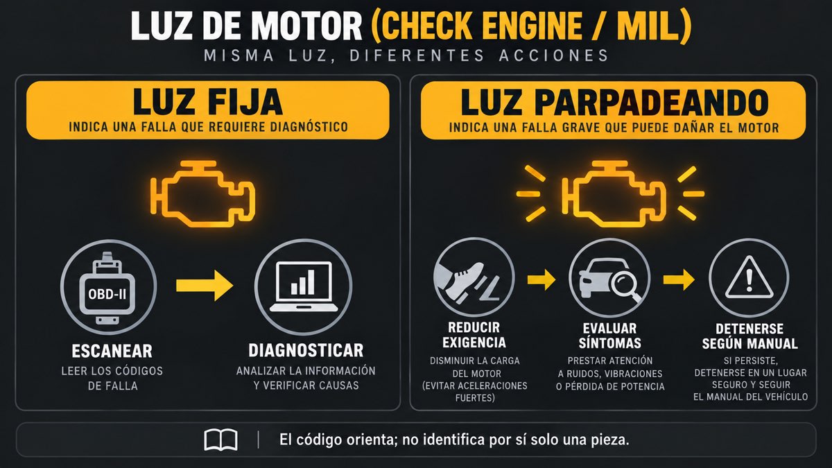Qué hacer ante una luz Check Engine fija o parpadeando