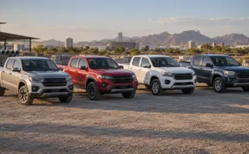 Camionetas doble cabina de 4 cilindros económicas en México Camionetas doble cabina de cuatro cilindros en un área de trabajo en México