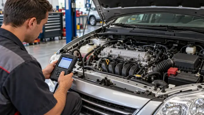 Diagnóstico con escáner del sensor de temperatura del refrigerante en un Toyota Corolla