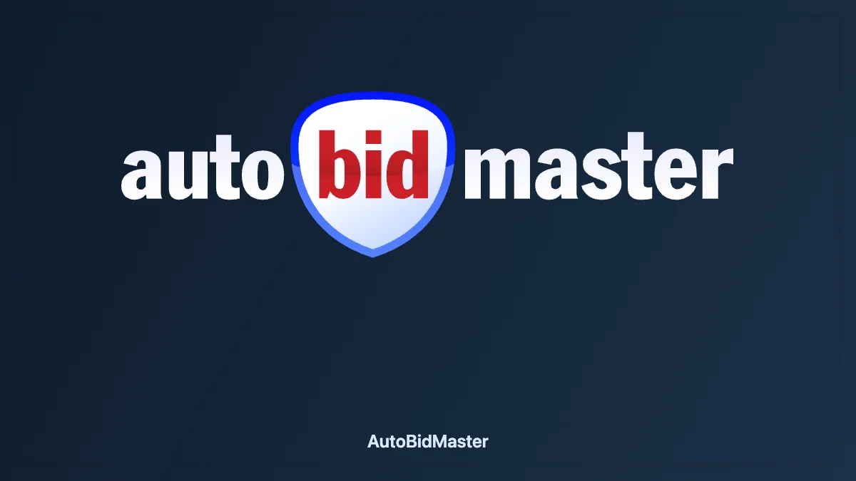 Tarjeta editorial con el logotipo oficial de AutoBidMaster