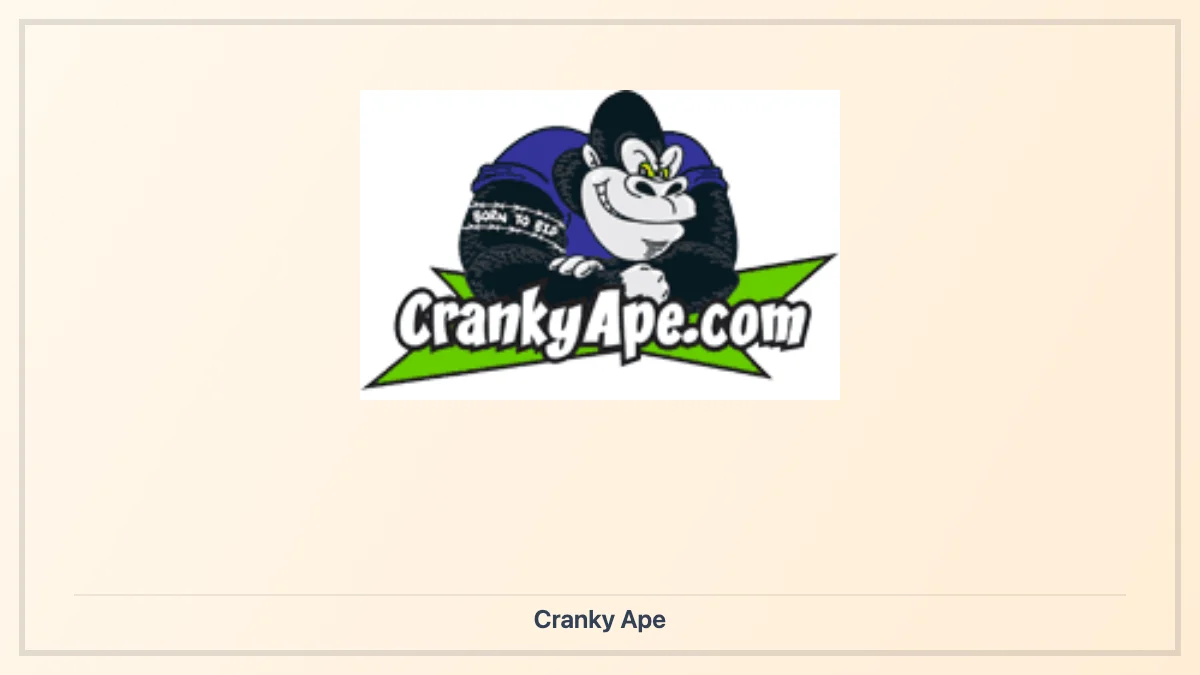 Tarjeta editorial con el logotipo oficial de Cranky Ape