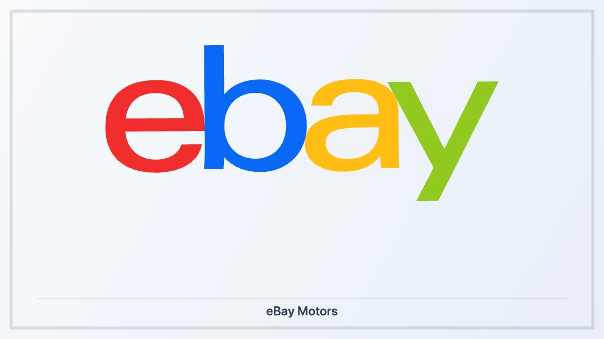 Tarjeta editorial con el logotipo oficial de eBay Motors